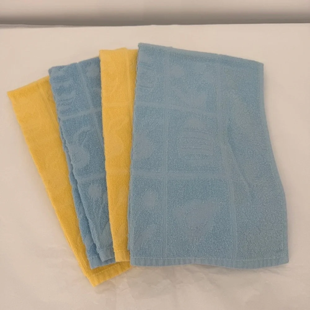 Terry Easter Embossed Hand Towels Bunny Egg Chick Spring Decor Set of‎ 4